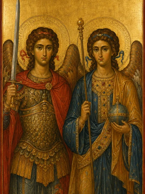 Tablou cu Sfinții Mihail și Gavriil
